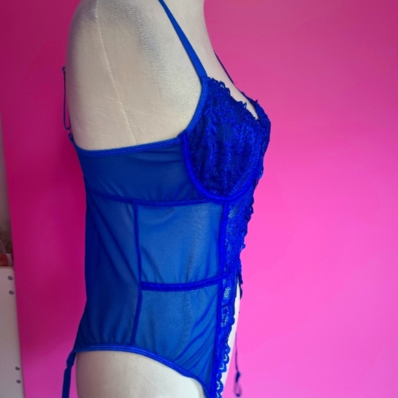 Royal Blue Sexy Lace Corset Bodice (Size XL) - Picture 7 of 9